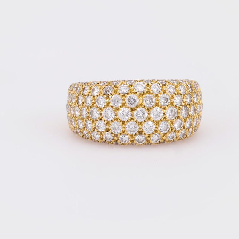 Cartier pave diamond 18k yellow gold bombe style band