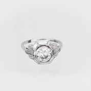 French Art Deco 1.10 carat diamond platinum engagement ring