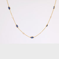 Sapphire and Diamond 18k Yellow Gold by the Yard Chain Necklace