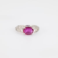 GIA 1.14 carat no heat ruby diamond platinum ring