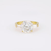 Vintage GIA 2.89 Carat Circular Brilliant Cut Diamond 18K Yellow Gold Ring