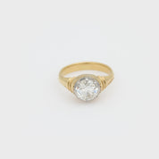 Edwardian 2.10 carat old European cut diamond 18k yellow gold engagement ring