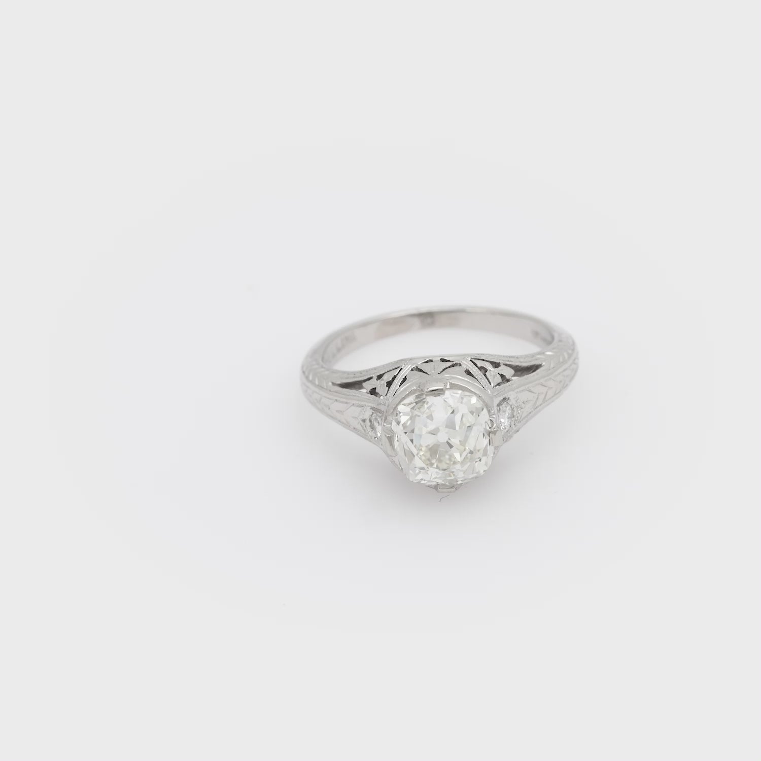 Art Deco GIA 1.65 carat diamond platinum engagement ring