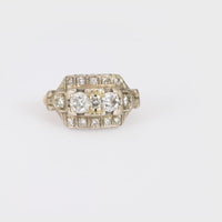 Art Deco diamond 14k yellow and white gold ring