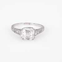 Art Deco GIA 1.9 Carat Emerald Cut Diamond Platinum Engagement Ring