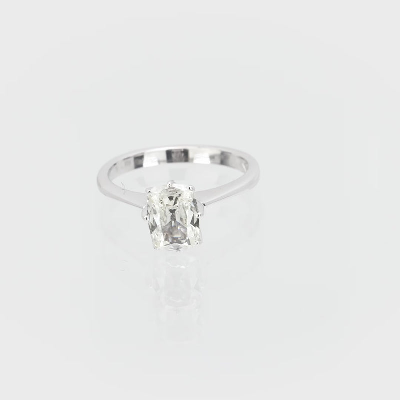 Vintage GIA 1.01 carat old mine cut diamond 18k white gold engagement ring