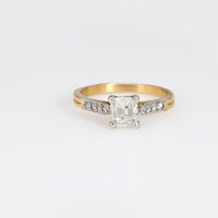 French 1.10 carat old mine cut diamond 18k yellow gold engagement ring