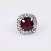 Vintage 5.06 Carat Cushion Cut No Heat Ruby Diamond Ring