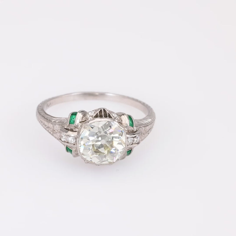 Edwardian Platinum and Emerald Ring