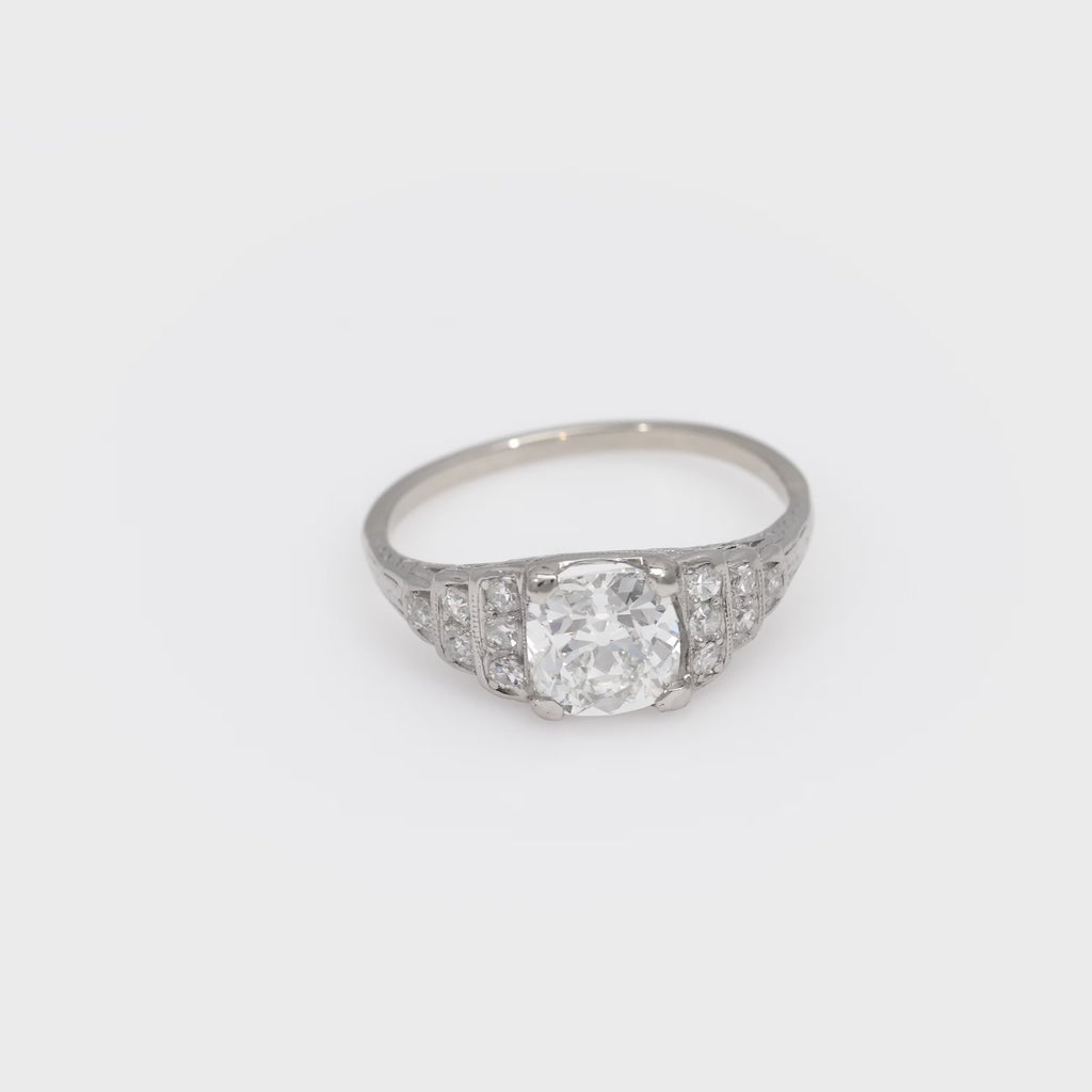 Art Deco GIA 1.96 carat diamond platinum engagement ring