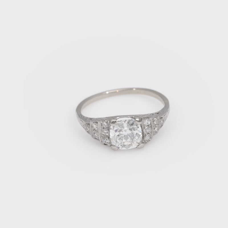 Art Deco GIA 1.96 carat diamond platinum engagement ring