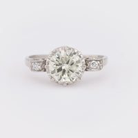 Art Deco style 2 carat total weight diamond platinum three stone ring