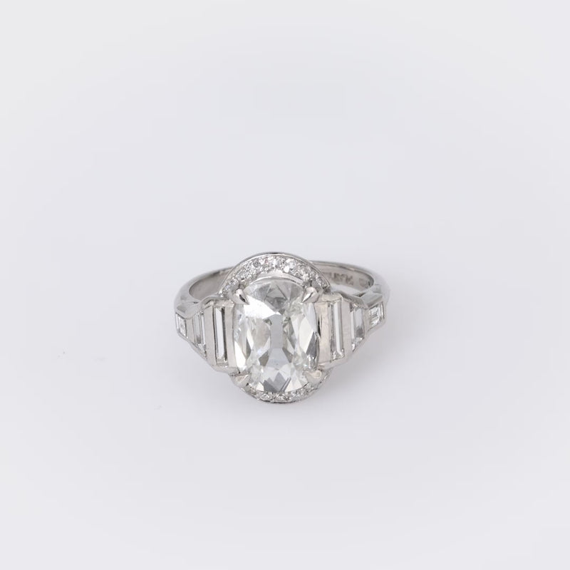 Art Deco GIA 1.50 carat old mine cut diamond platinum engagement ring