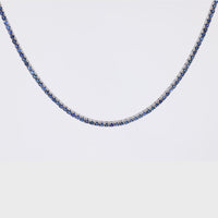 Vintage 10.02 Carat Sapphire 14K White Gold Tennis Necklace