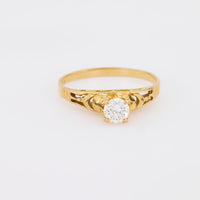 Vintage diamond 18k yellow gold solitaire ring