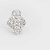 Art Deco 1.70 carat total weight diamond platinum Navette ring