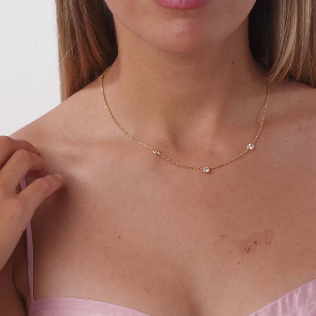 Vintage 1.00 carat diamond 18k yellow gold necklace