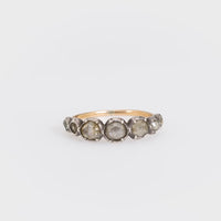 Georgian rose cut diamond 18k yellow gold silver ring