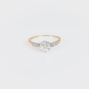 French GIA 1.19 carat round brilliant diamond 18k yellow gold engagement ring