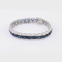 Vintage 22 Carat Sapphire Diamond 18K White Gold Bracelet