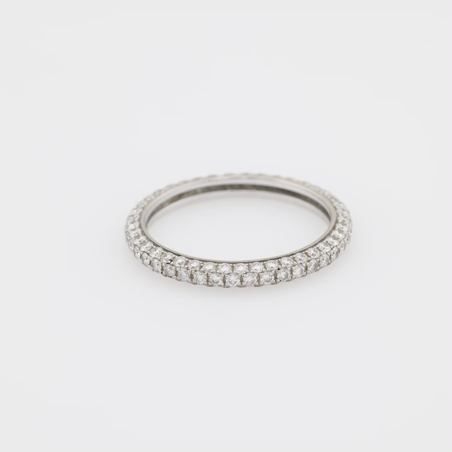 Vintage De Beers diamond 18k white gold pave band
