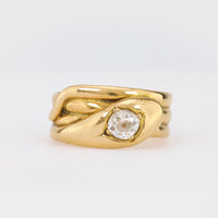 Victorian Old Mine Cut Diamond 18K Yellow Gold Snake Ring