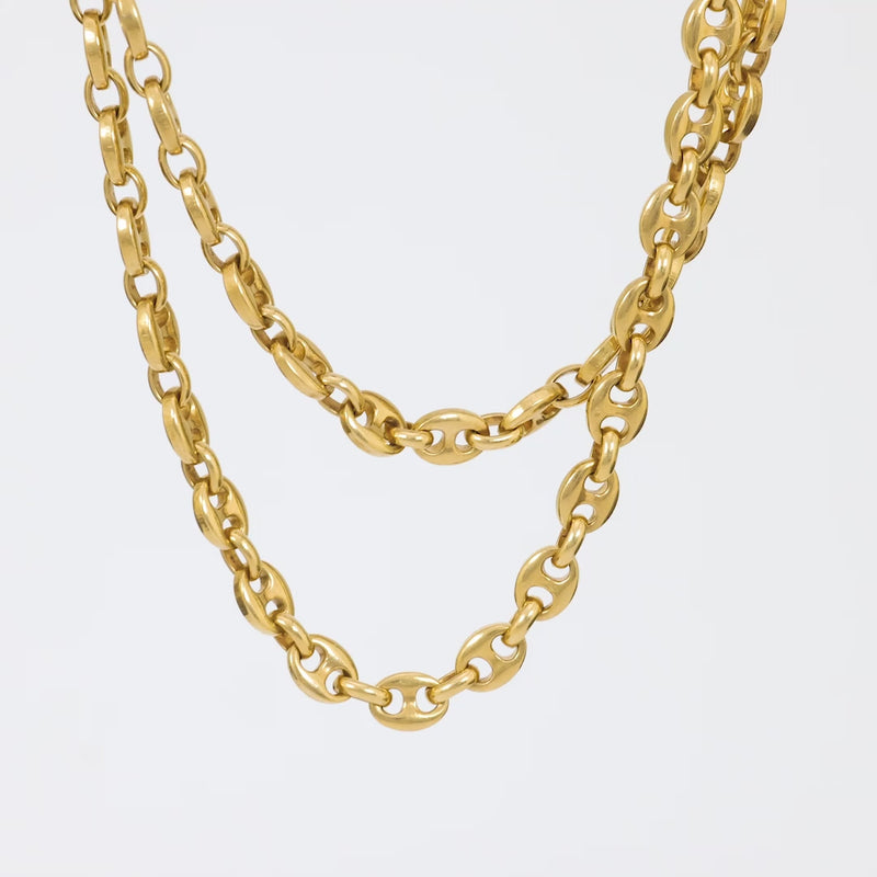 Vintage 18k yellow gold mariners link chain necklace