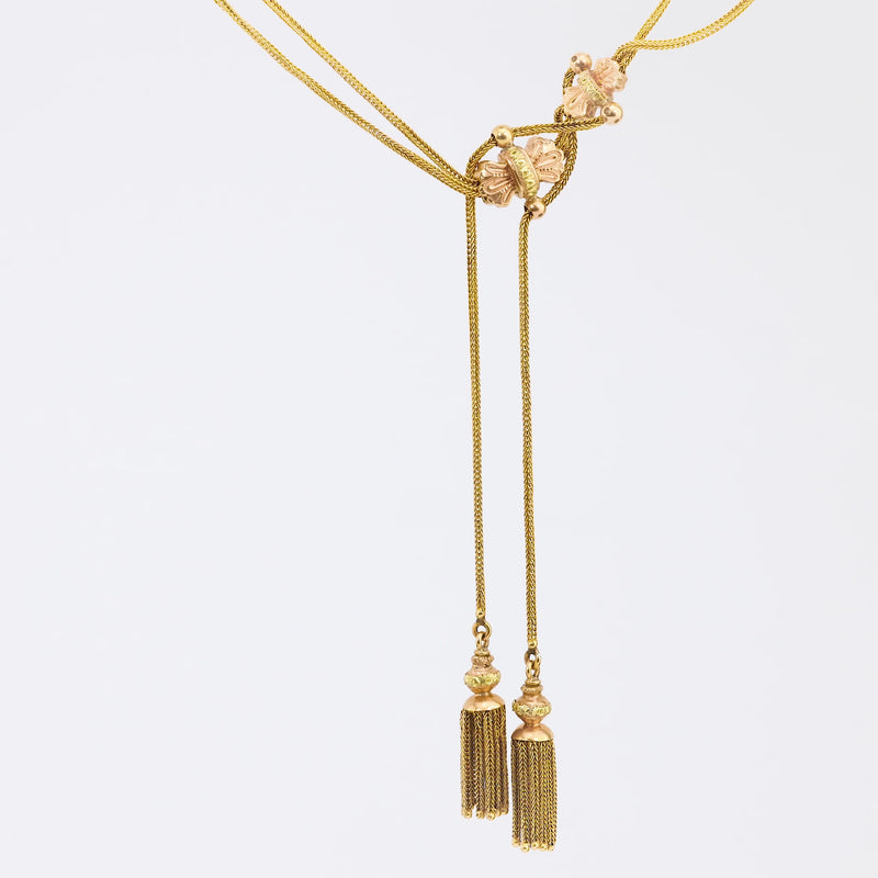 Antique French 18K Yellow Gold Tassel Chain Necklace