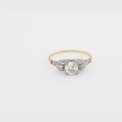 Retro .73 carat old mine cut diamond 14k gold engagement ring