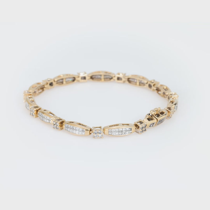 Vintage 4.50 total weight diamond 14k yellow gold bracelet