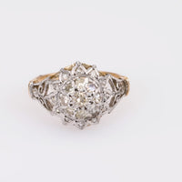 Two-Tone Retro Diamond Cluster Ring