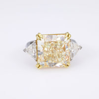 GIA 13.01 Carat Total Weight Diamond 18K Yellow Gold and Platinum Ring