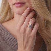 Victorian rose cut diamond 9k yellow gold and silver cluster ring