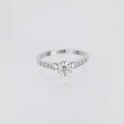 Mid Century GIA 1.02 carat diamond 18k white gold engagement ring