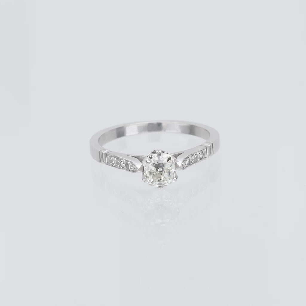Mid Century GIA 1.02 carat diamond 18k white gold engagement ring