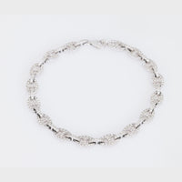 Contemporary diamond 14k white gold link bracelet