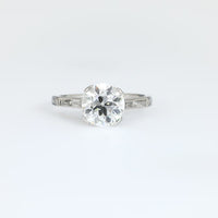 Art Deco GIA 2.12 carat circular brilliant cut diamond platinum engagement ring