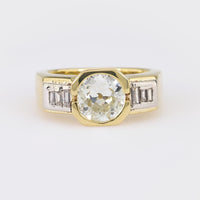 Vintage GIA 1.59 Carat Circular Cut Diamond 18K Yellow Gold Ring