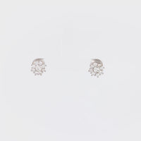 Modern Diamond 18K White Gold Cluster Earrings