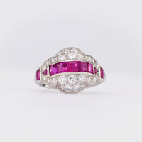 Art Deco Ruby Diamond Platinum Ring