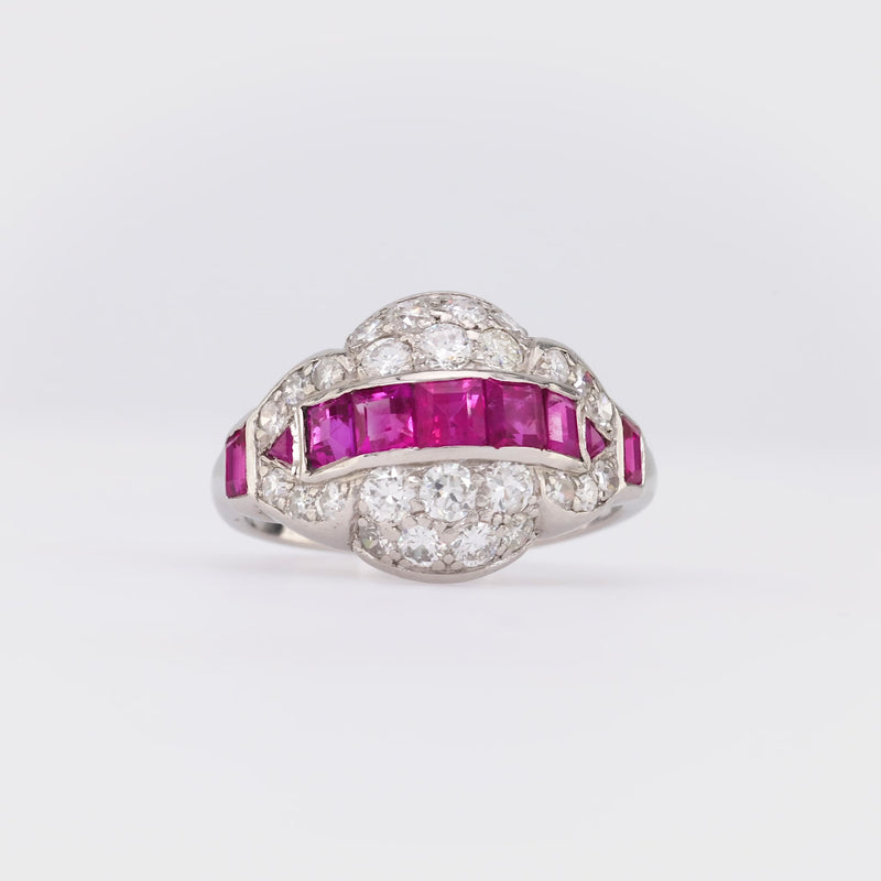 Art Deco Ruby Diamond Platinum Ring