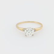 GIA 1.37 carat old European cut diamond 14k yellow gold engagement ring
