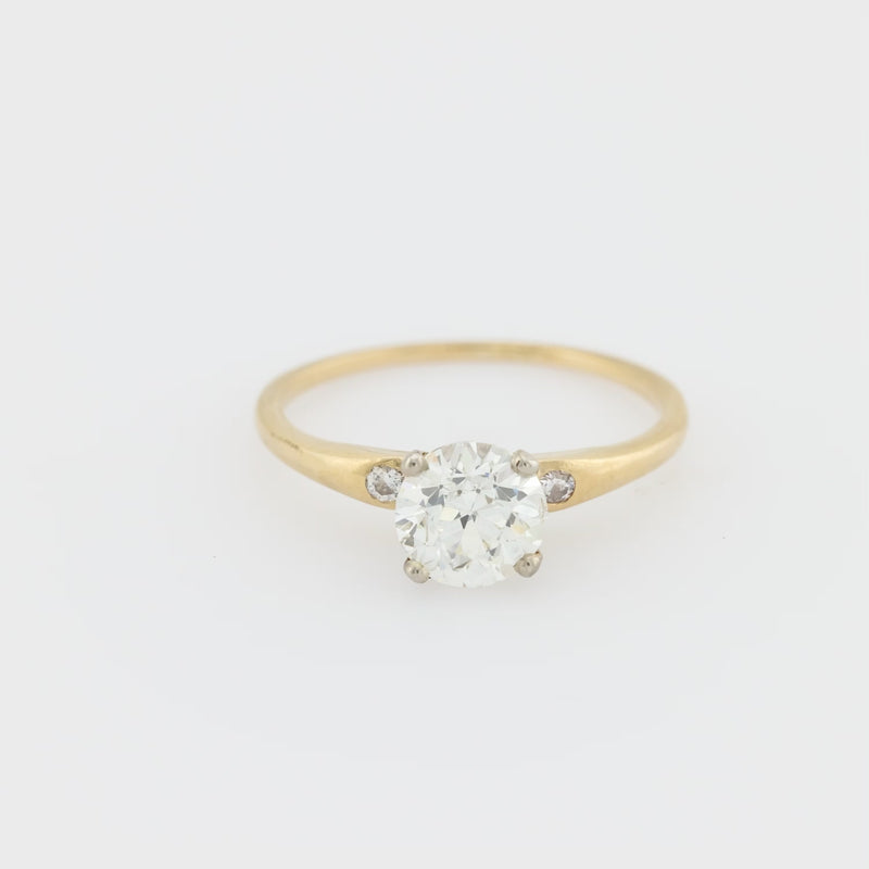 GIA 1.37 carat old European cut diamond 14k yellow gold engagement ring