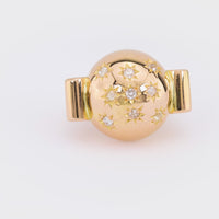 Retro French Diamond 18K Rose Gold Constellation Ball Ring