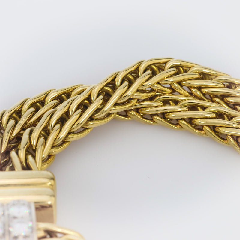 Pomellato French diamond 18k yellow and white gold rope bracelet