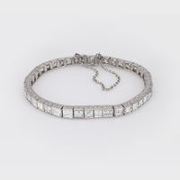 Art Deco 15 Carat Carre Cut Diamond Platinum Tennis Bracelet