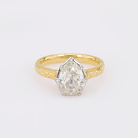 GIA 1.80 carat pear cut diamond 18k yellow gold solitaire engagement ring