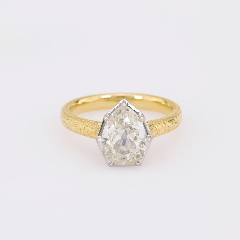 GIA 1.80 carat pear cut diamond 18k yellow gold solitaire engagement ring