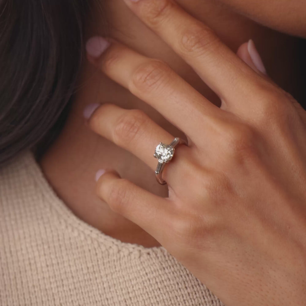 Mid Century GIA 1.80 carat diamond platinum engagement ring