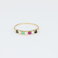 Vintage gemstone 18k yellow gold band